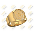 10K Gold Custom Men's Signet ring with stone and customization on shank and crown.